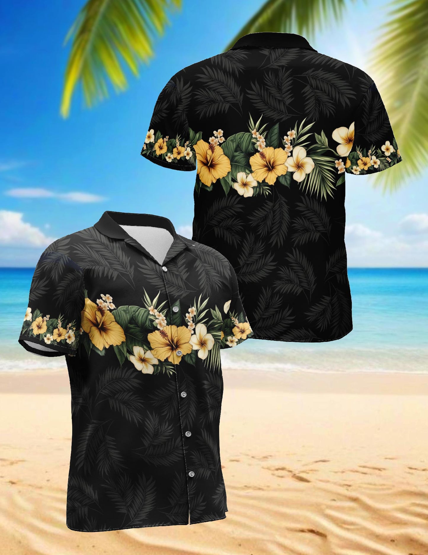 Netecom Floral Black Hawaiian Shirt for Men, Retro Style, Button Down Summer Beach Short Sleeve, S-5XL