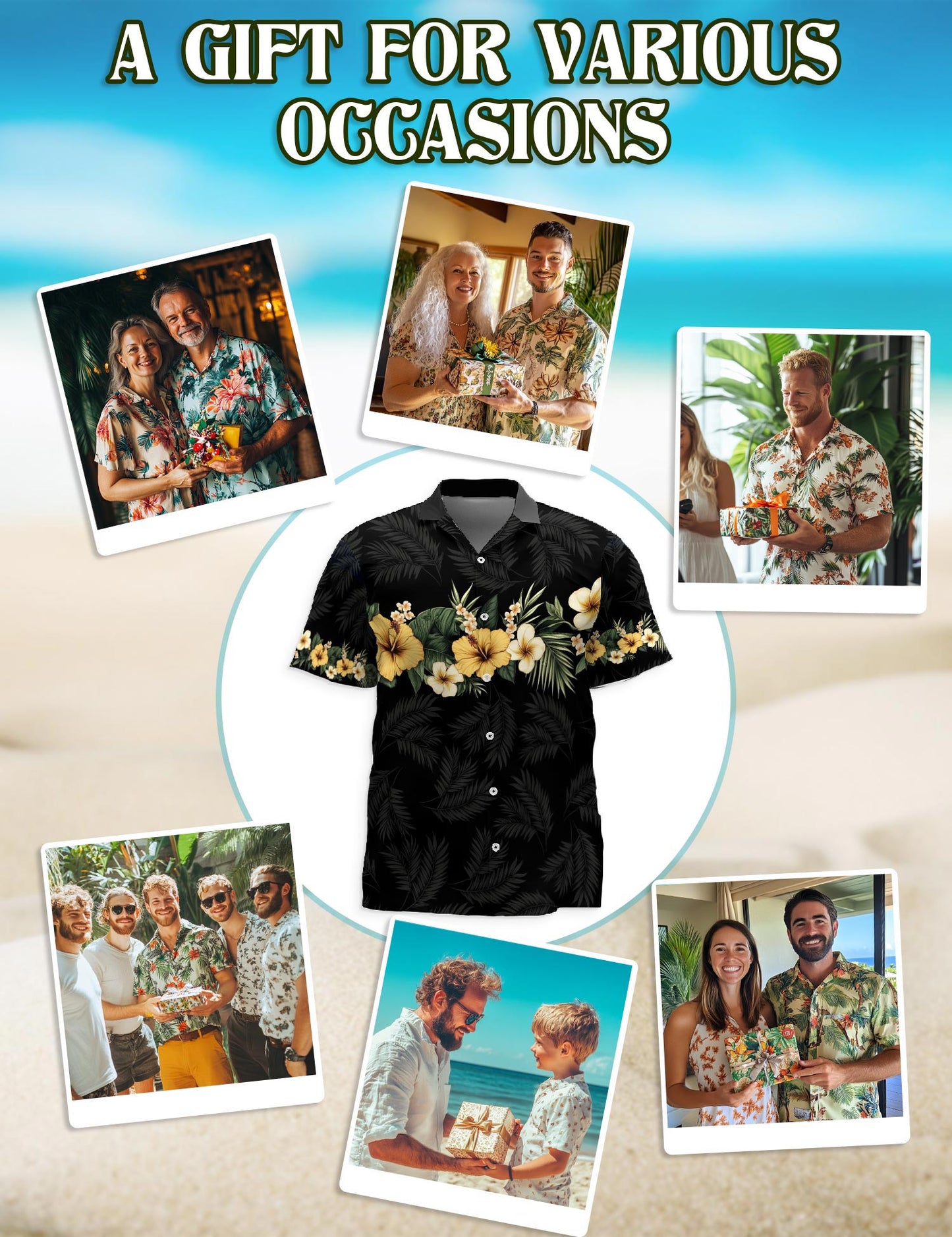 Netecom Floral Black Hawaiian Shirt for Men, Retro Style, Button Down Summer Beach Short Sleeve, S-5XL