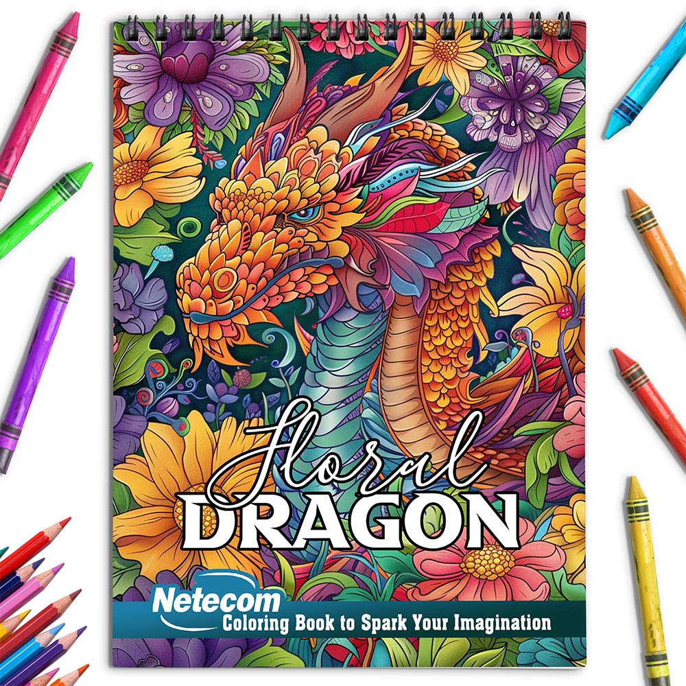 Netecom Floral Dragon Coloring Book for Adults