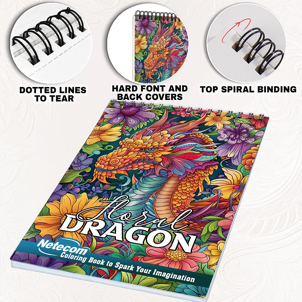 Netecom Floral Dragon Coloring Pages for Adults
