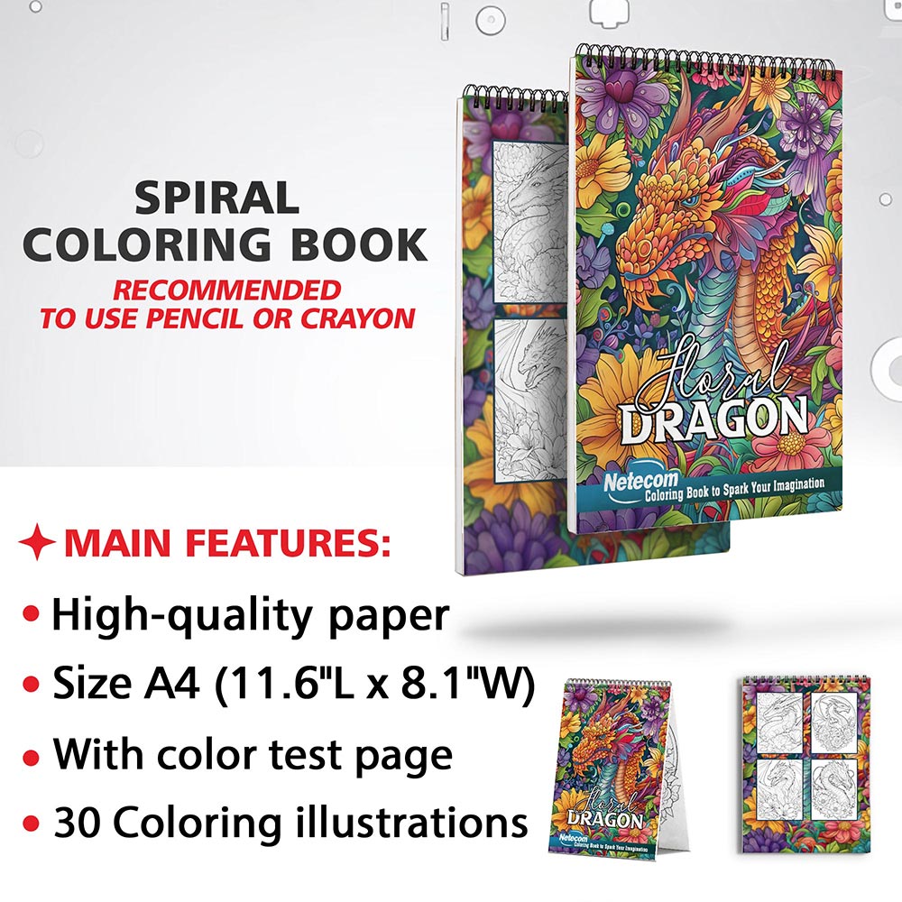 Netecom Floral Dragon Coloring Sheets for Adults