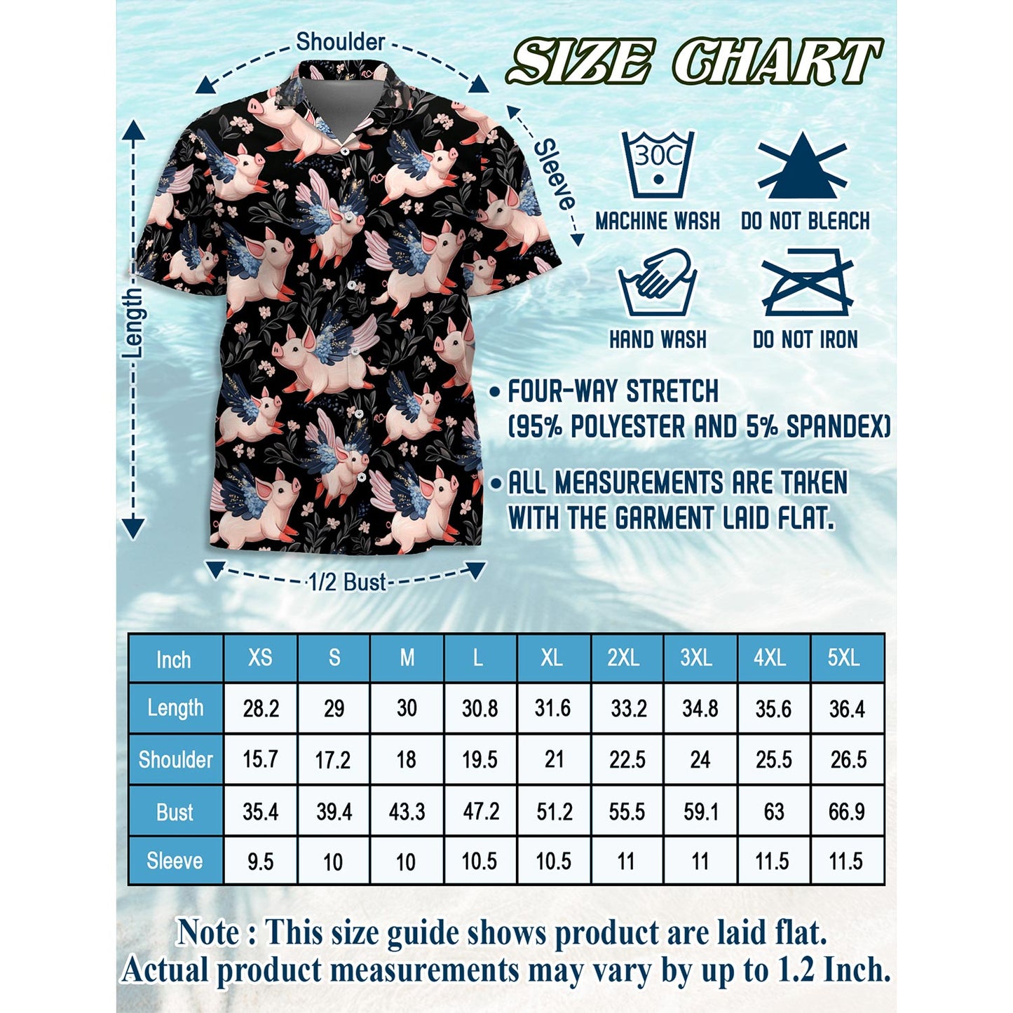 Netecom Flying Pig Hawaiian Shirt for Men, Button Down Summer Beach Short Sleeve, Pig Lover Gift, Sizes S-5XL