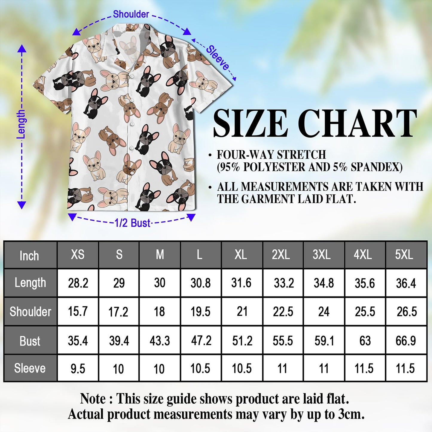 Netecom French Bulldog Hawaiian Shirt for Men, Button Down Summer Beach Short Sleeve, S-5XL