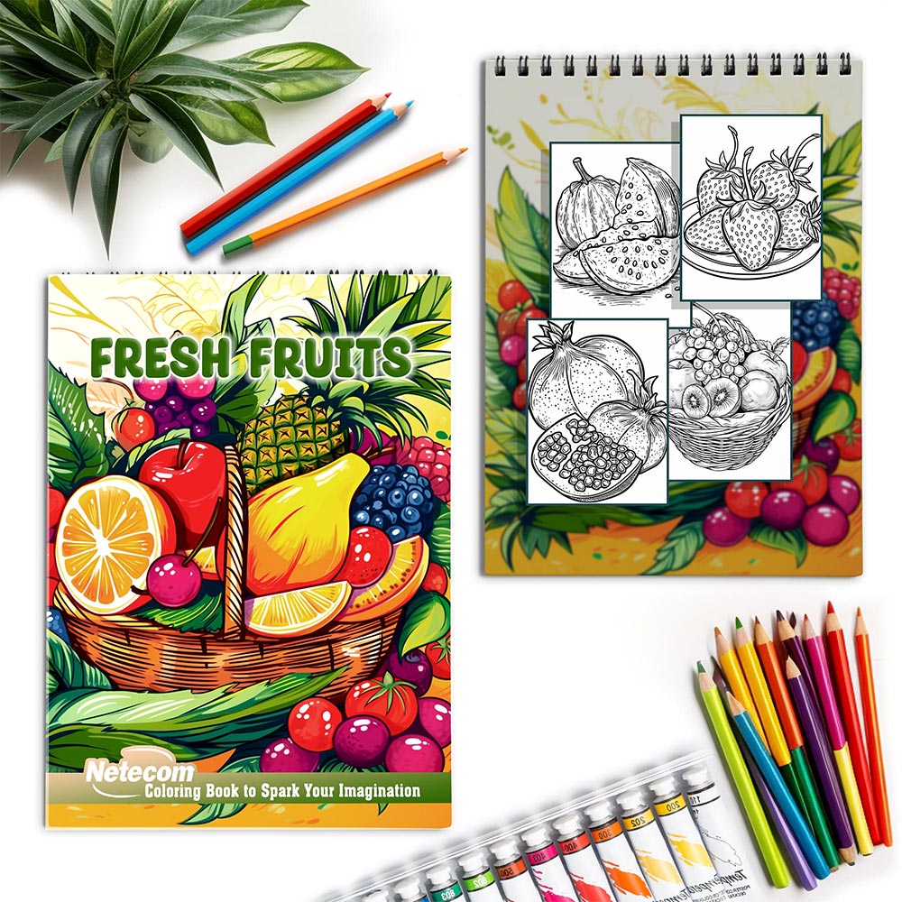 Netecom Fresh Fruits Spiral Coloring Book for Adults