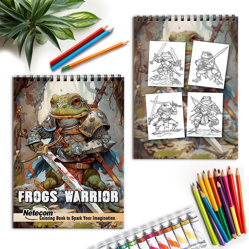 Netecom Frogs Warrior Spiral Coloring Book for Adults