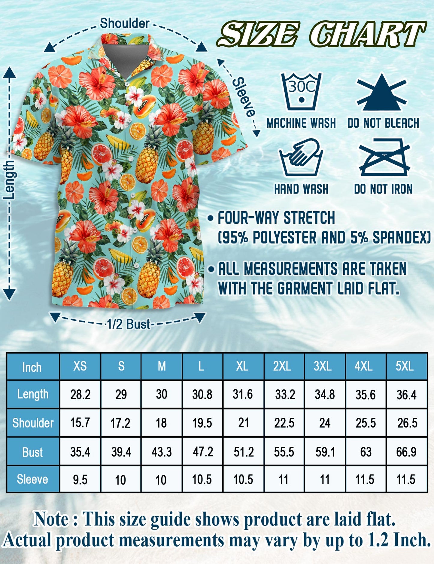 Netecom Fruits Pattern Hawaiian Shirt for Men, Tropical Style, Button Down Summer Beach Short Sleeve, S-5XL