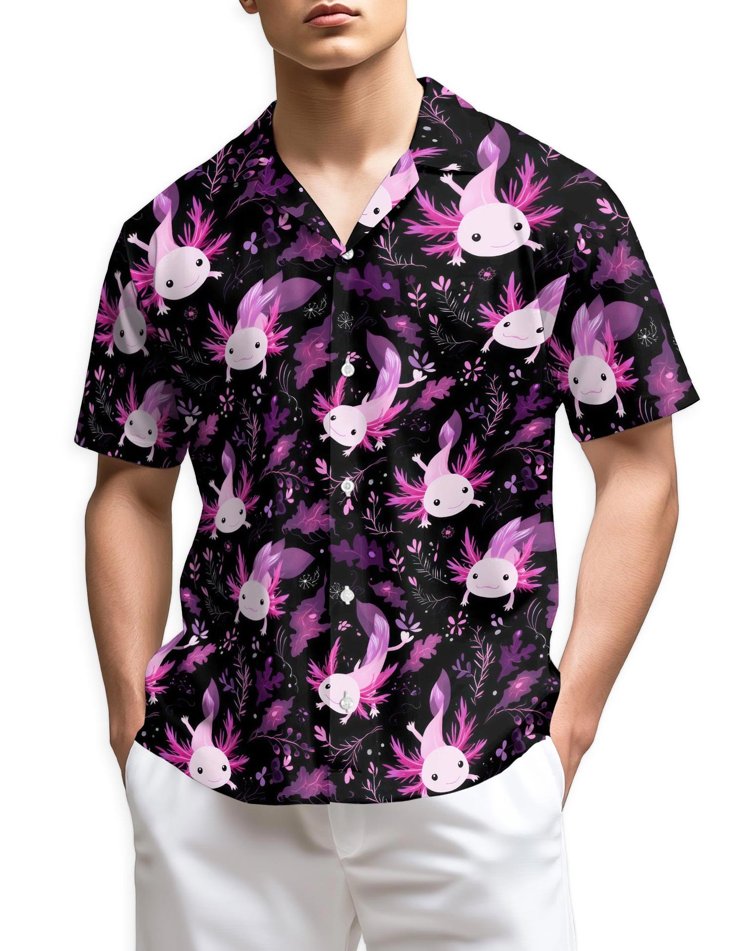 Netecom Funny Axolotl Hawaiian Shirt for Men