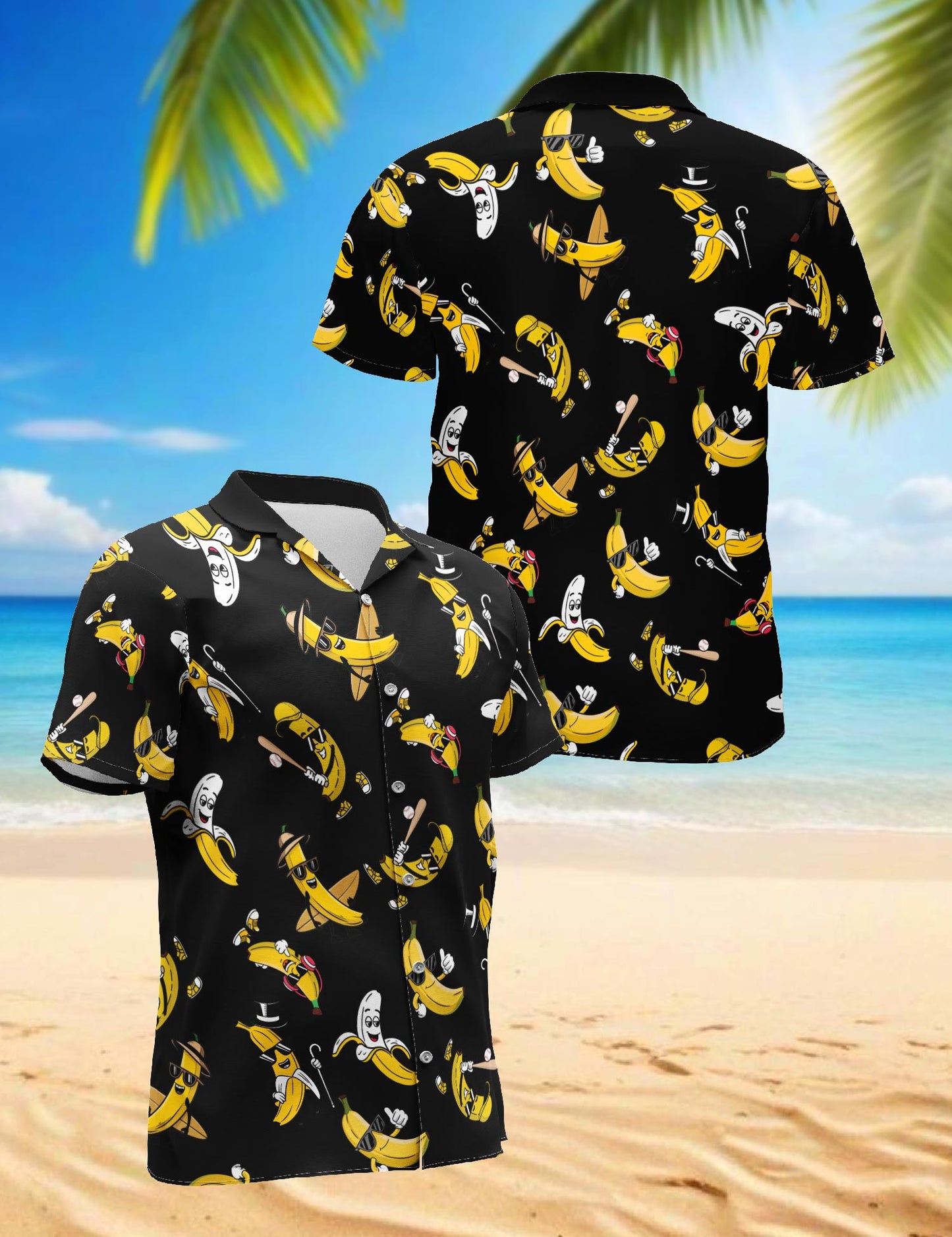 Netecom Funny Banana Hawaiian Shirt for Men, Banana Lover Gift, Button Down Summer Beach Short Sleeve, S-5XL