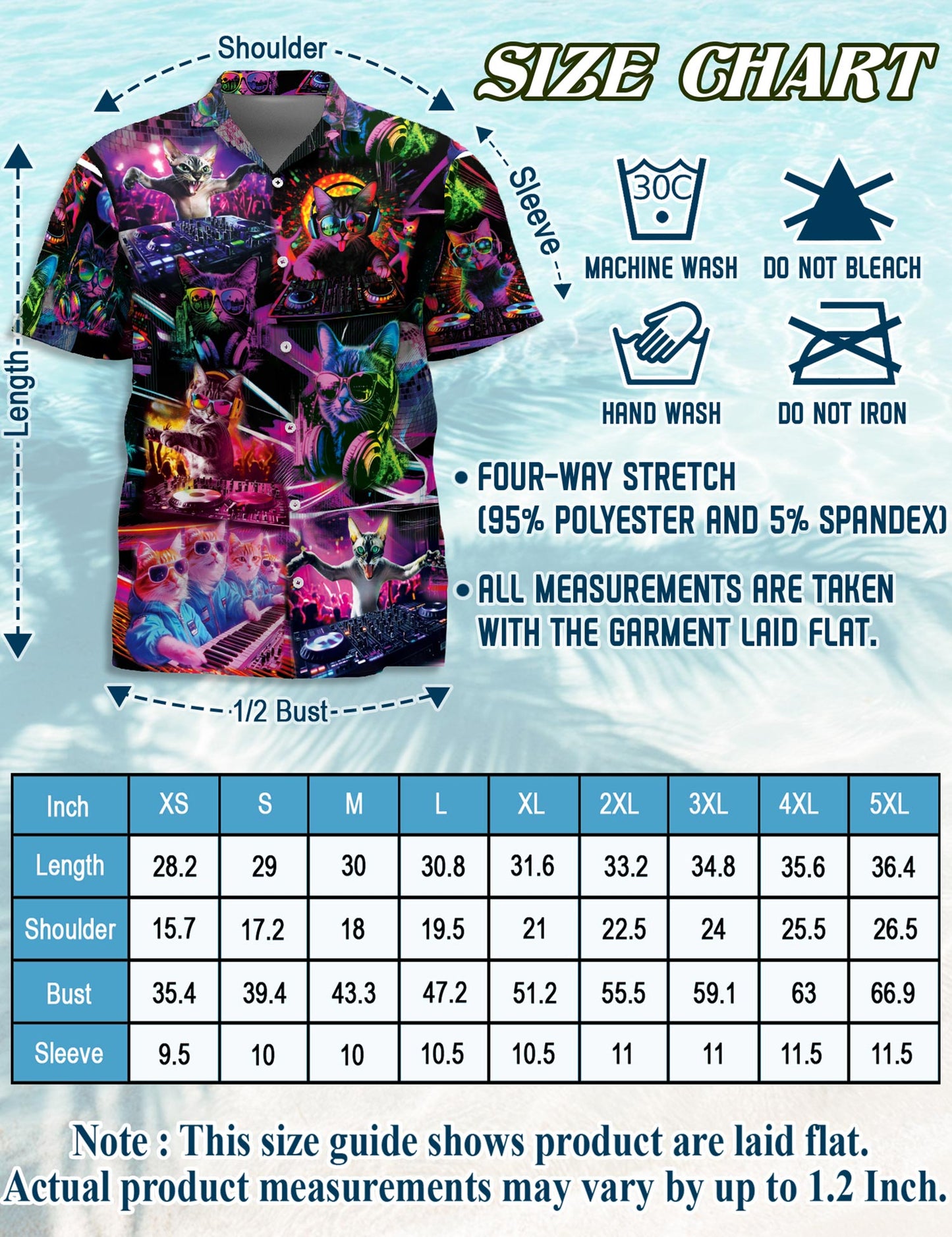 Netecom Funny Cat Playing DJ Hawaiian Shirts for Men, Cat Lover Gifts, Animal Button Down Summer Aloha Beach Shirts, S-5XL