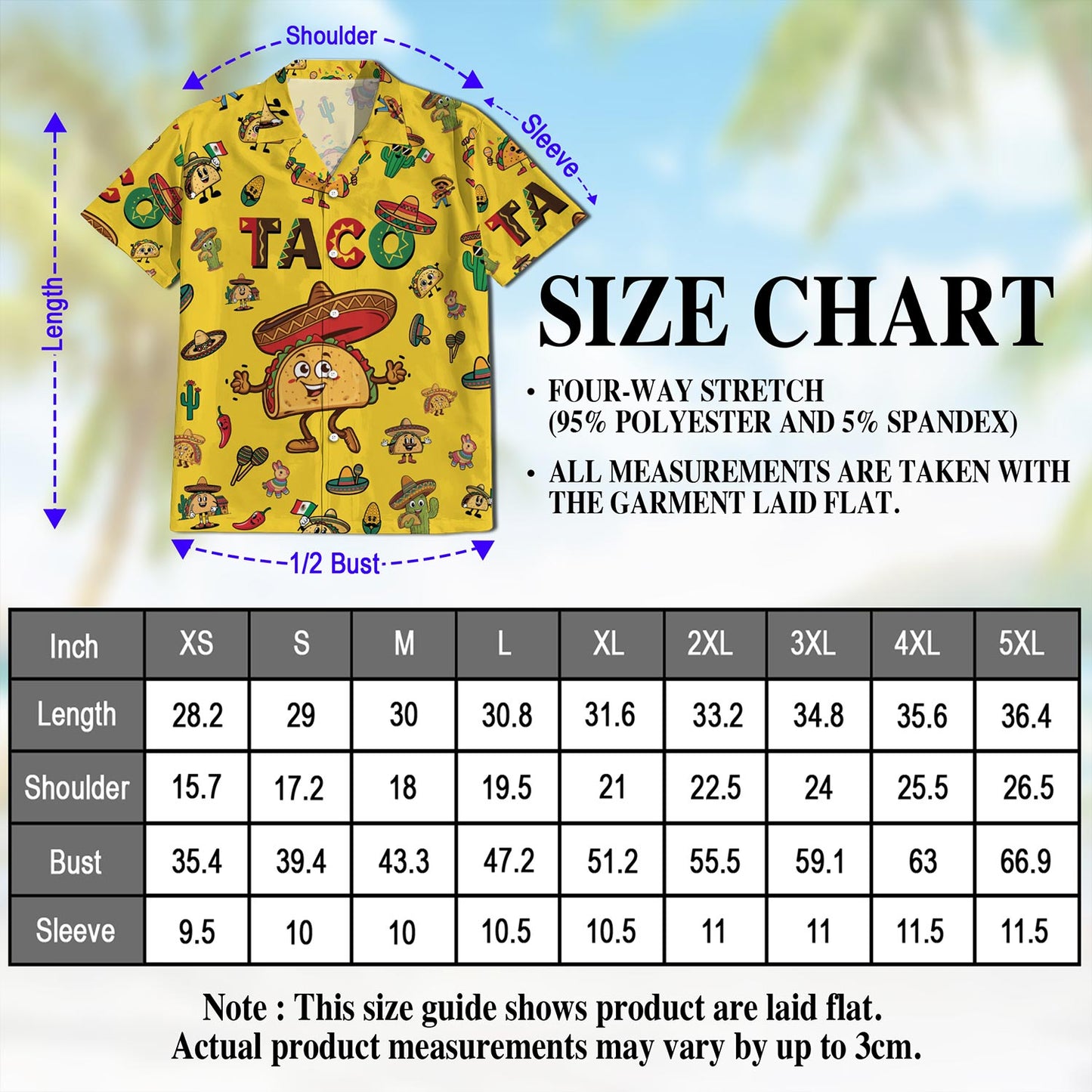 Netecom Funny Taco Print Hawaiian Shirt for Men, Cute Mexican Food Lover Gifts, Button Down Summer Beach Short Sleeve, S-5XL
