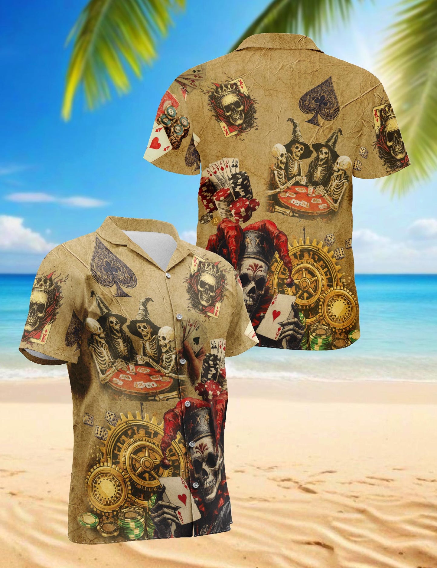 Netecom Gambling Hawaiian Shirt for Men, Button Down Summer Beach Short Sleeve, Sizes S-5XL
