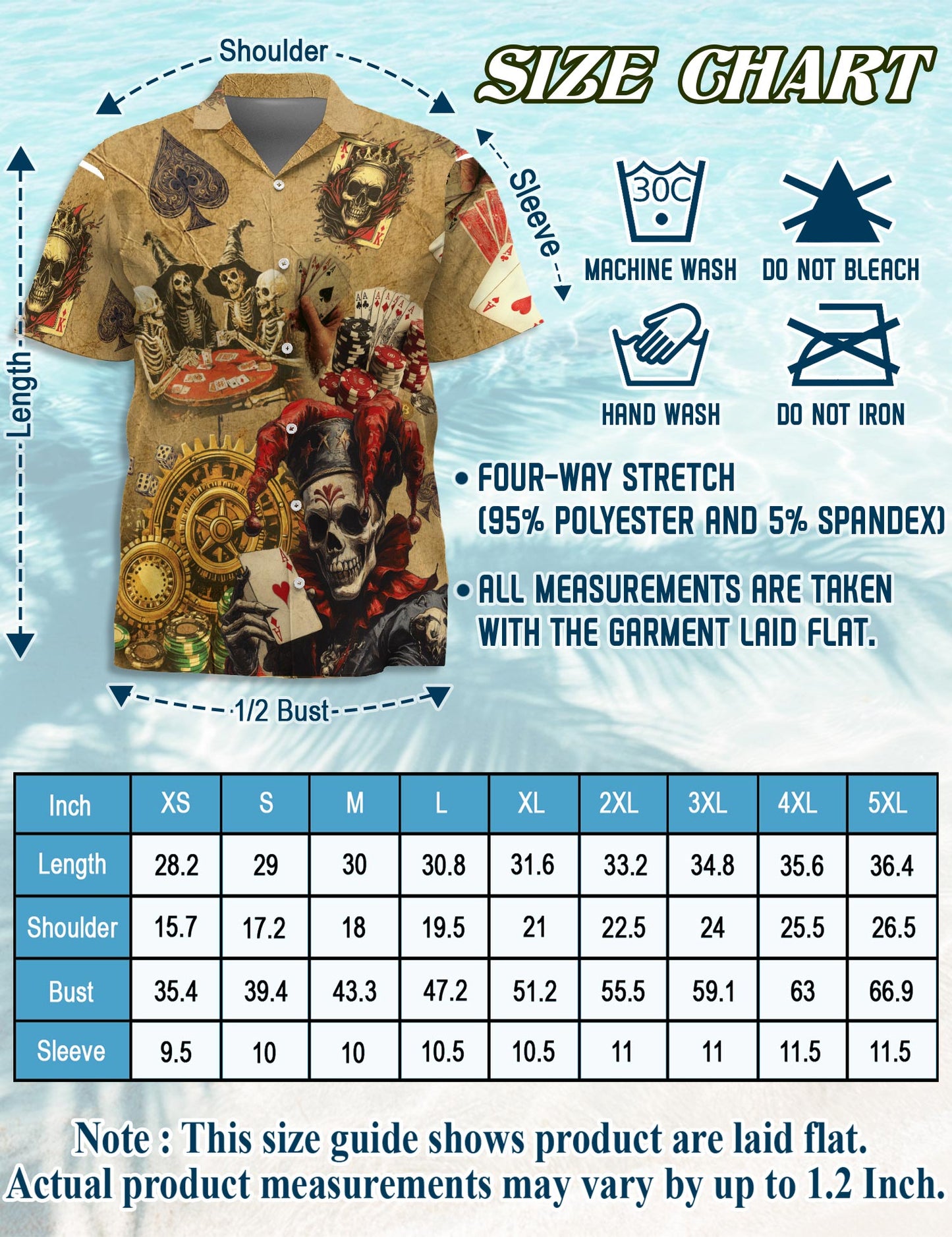 Netecom Gambling Hawaiian Shirt for Men, Button Down Summer Beach Short Sleeve, Sizes S-5XL