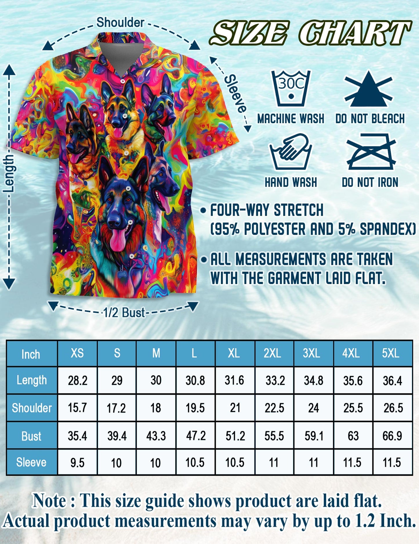 Netecom German Shepherd Dog Hawaiian Shirt for Men, Dog Lover Gifts, Button Down Summer Beach Short Sleeve, S-5XL