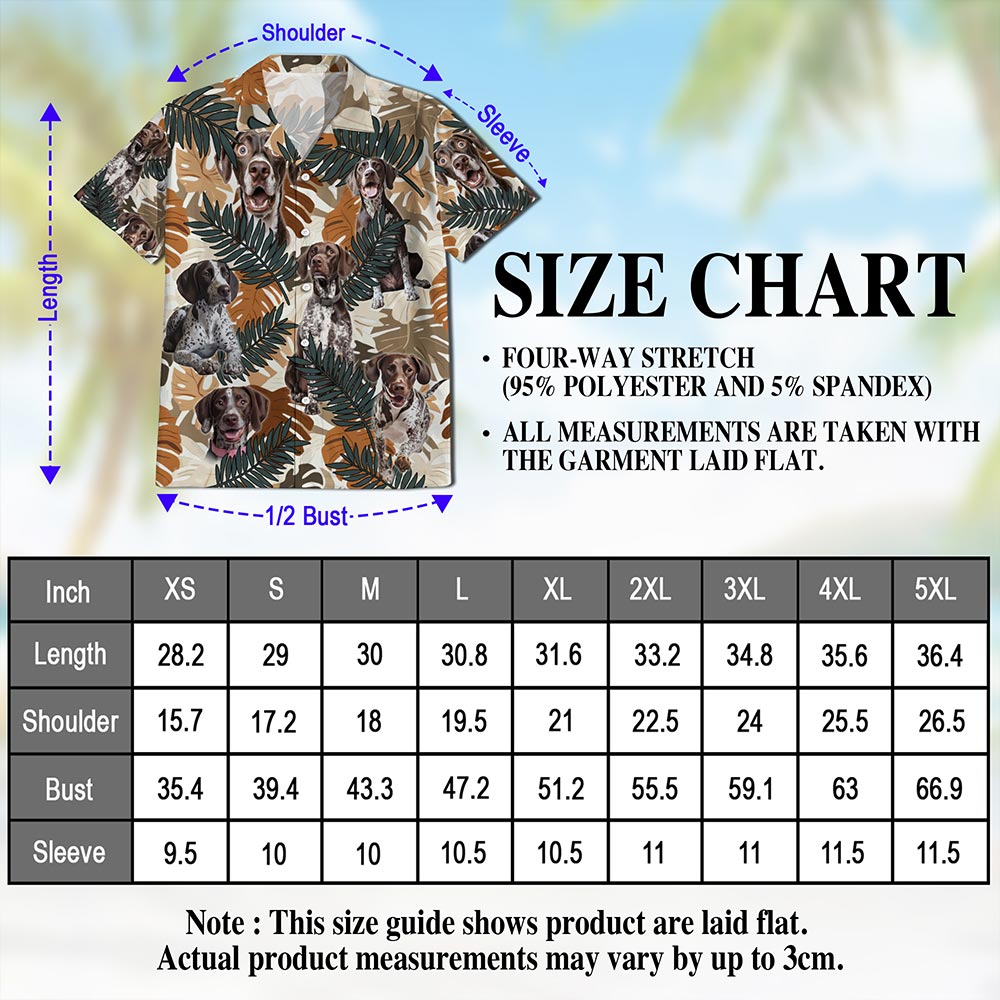 Netecom German Shorthaired Pointer Hawaiian Shirt for Men, Button Down Summer Beach Short Sleeve, S-5XL