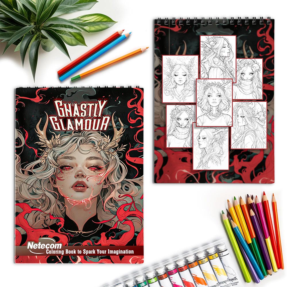 Netecom Ghastly Glamour Spiral Coloring Book for Adults