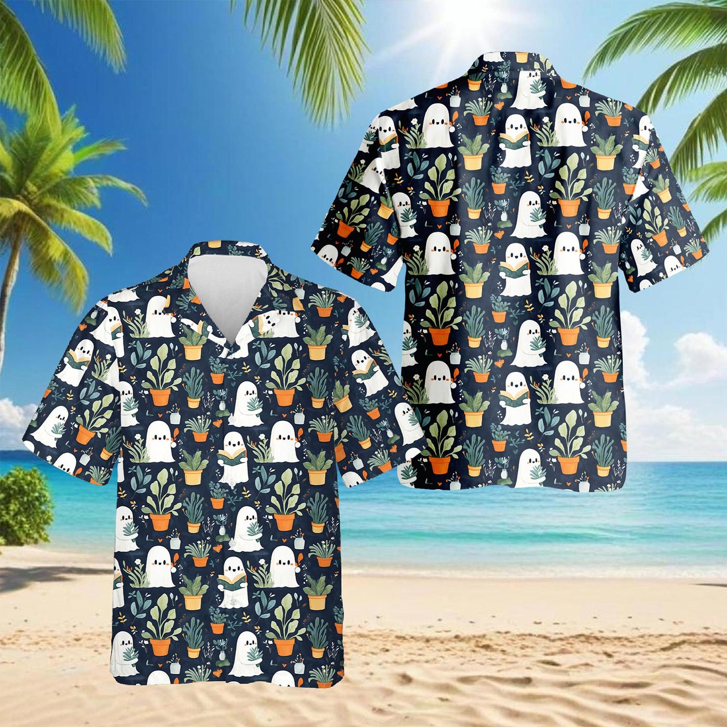 Netecom Ghost in Greenhouse Hawaiian Shirt for Men, Vintage Style, Button Down Summer Beach Short Sleeve, S-5XL