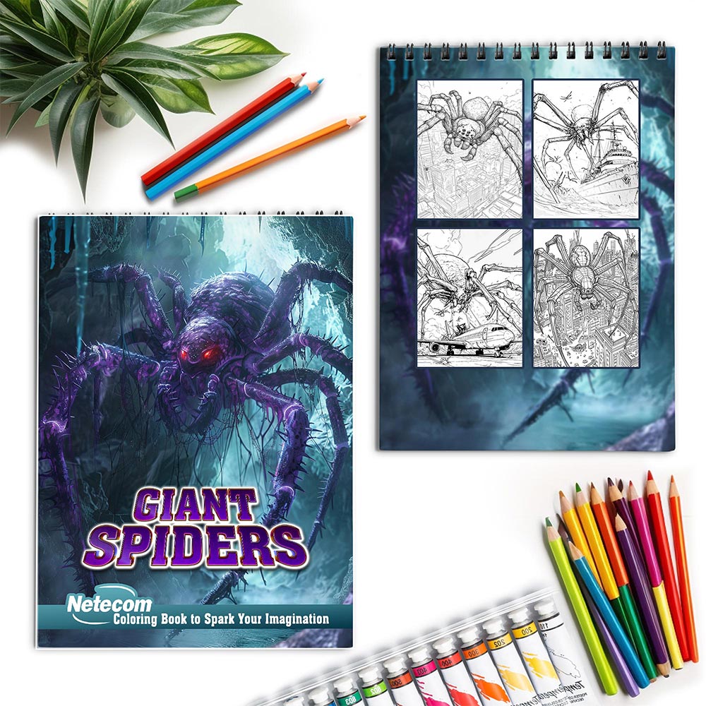 Netecom Giant Spiders Spiral Coloring Book for Adults
