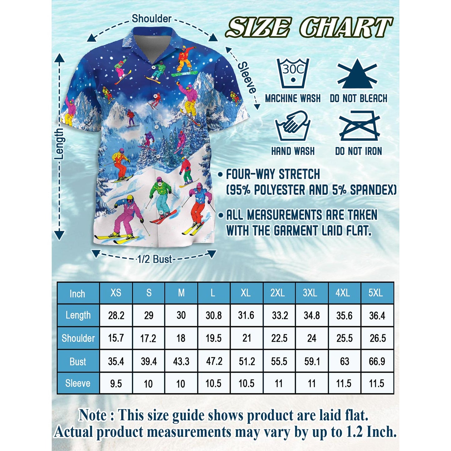 Netecom Go Skiing This Winter Hawaiian Shirt for Men, Sport Style, Button Down Summer Beach Short Sleeve, S-5XL