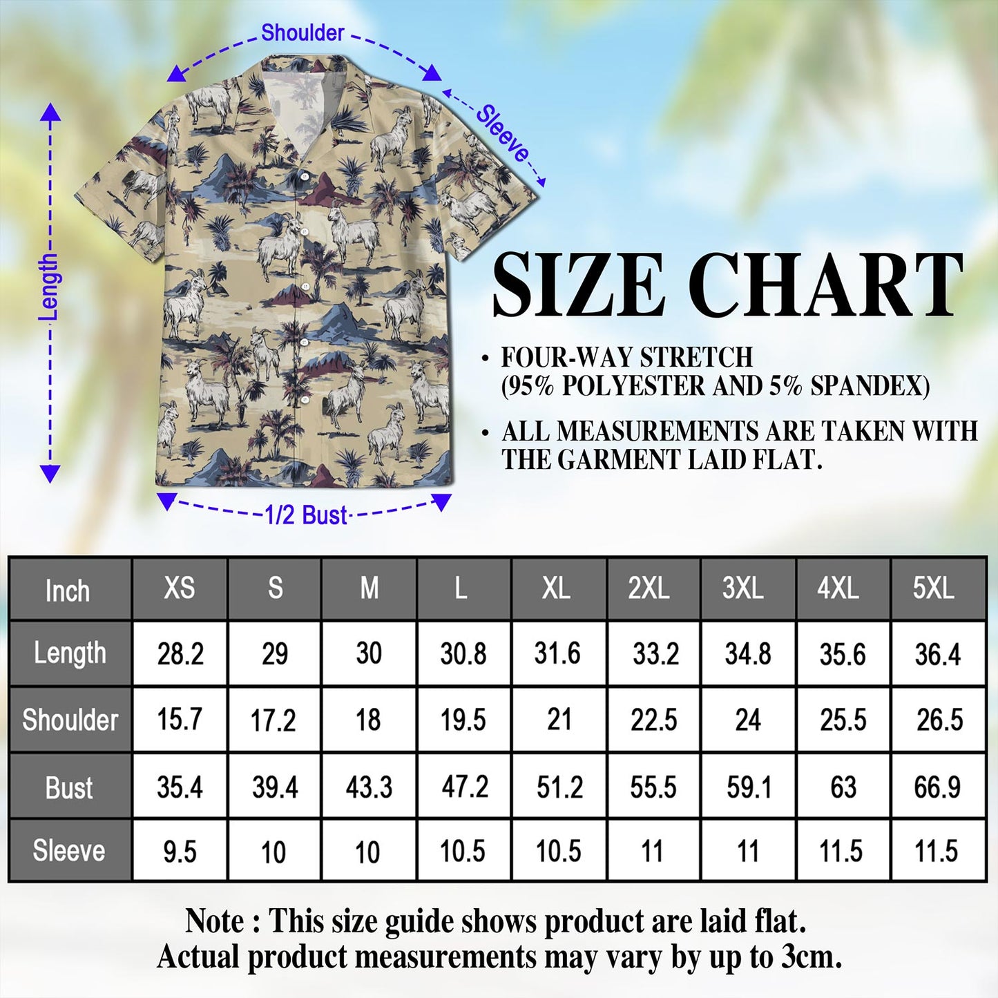 Netecom Goat Island Hawaiian Shirt for Men, Tropical Style, Button Down Summer Beach Short Sleeve, S-5XL