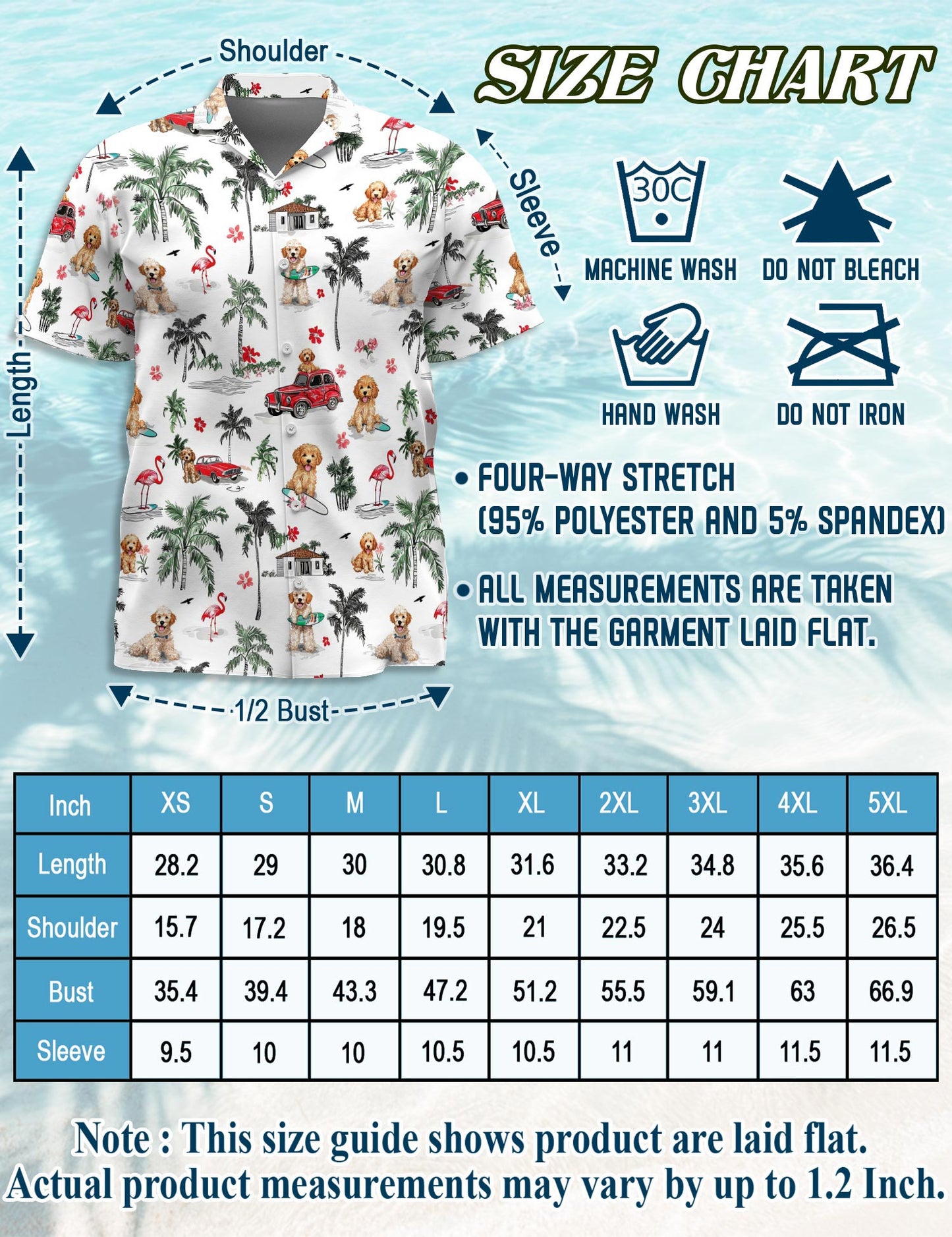 Netecom Goldendoodle Hawaiian Shirt for Men, Tropical Style, Button Down Summer Beach Short Sleeve, S-5XL