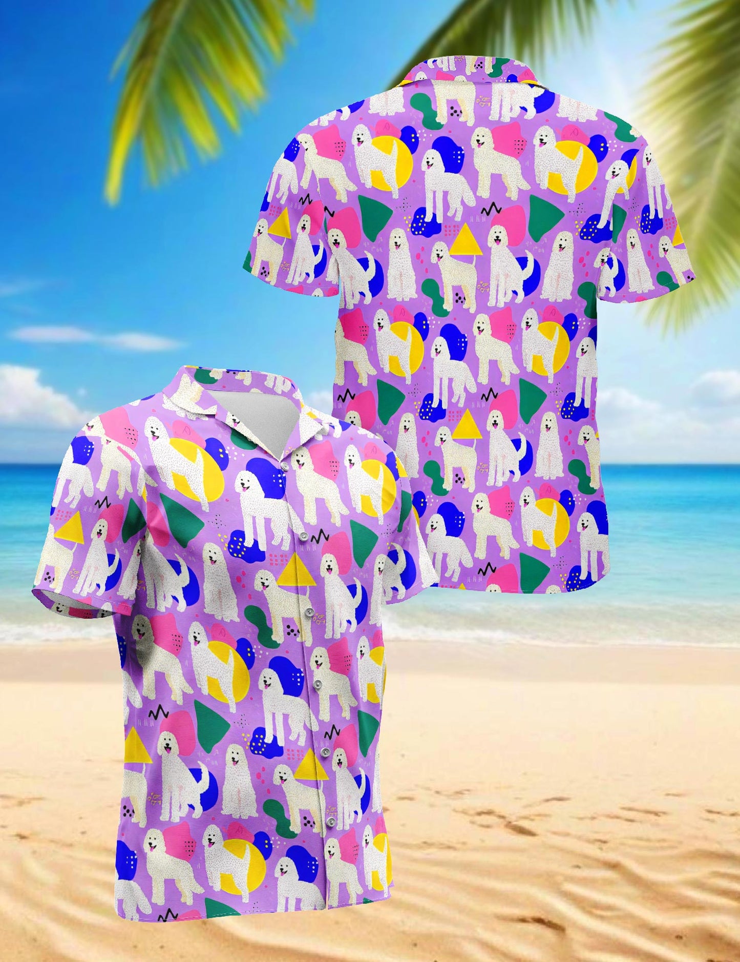 Netecom Goldendoodles Hawaiian Shirt for Men, Retro Style, Button Down Summer Beach Short Sleeve, S-5XL