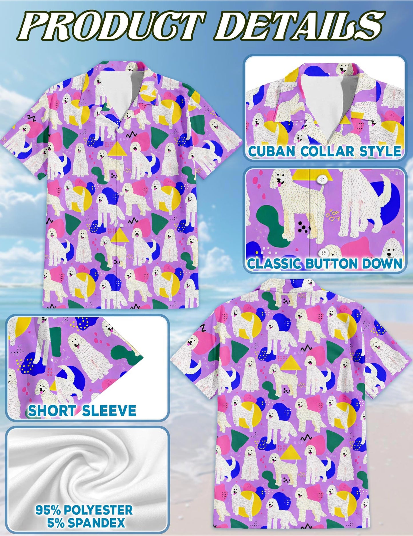 Netecom Goldendoodles Hawaiian Shirt for Men, Retro Style, Button Down Summer Beach Short Sleeve, S-5XL