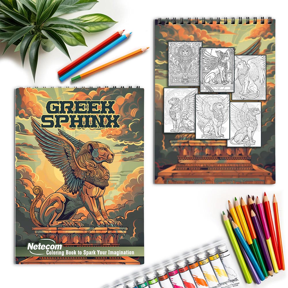 Netecom Greek Sphinx Spiral Coloring Book for Adults