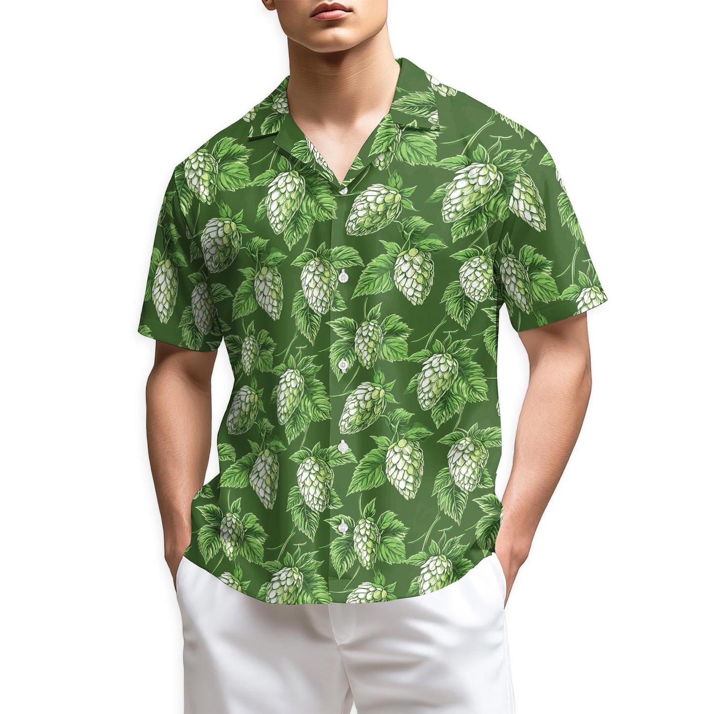 Netecom Green Hops Hawaiian Shirt for Men