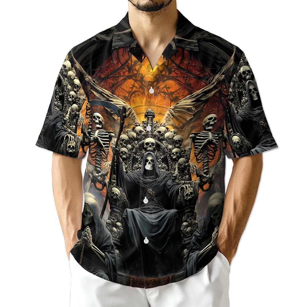 Netecom Grim Reaper Dark Skull Hawaiian Shirt for Men Women