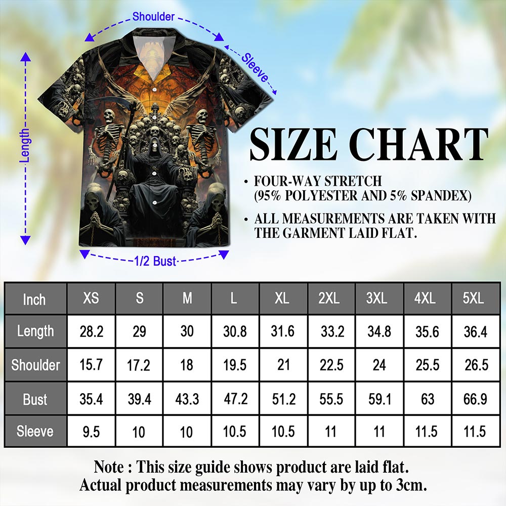 Netecom Grim Reaper Dark Skull Hawaiian Shirt for Men Women, Retro Button Down Summer Aloha Beach Short Sleeve Shirts, S-5XL