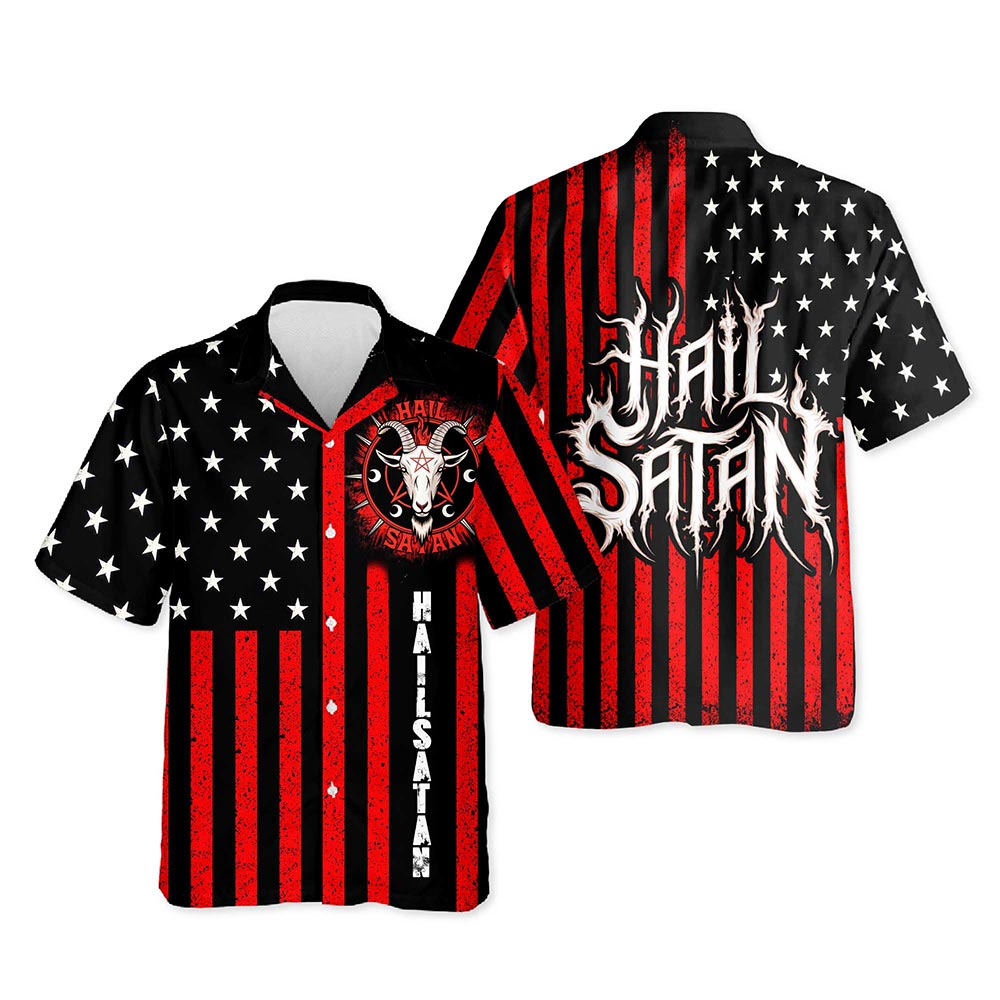 Netecom Hail Satan American Hawaiian Shirt for Men
