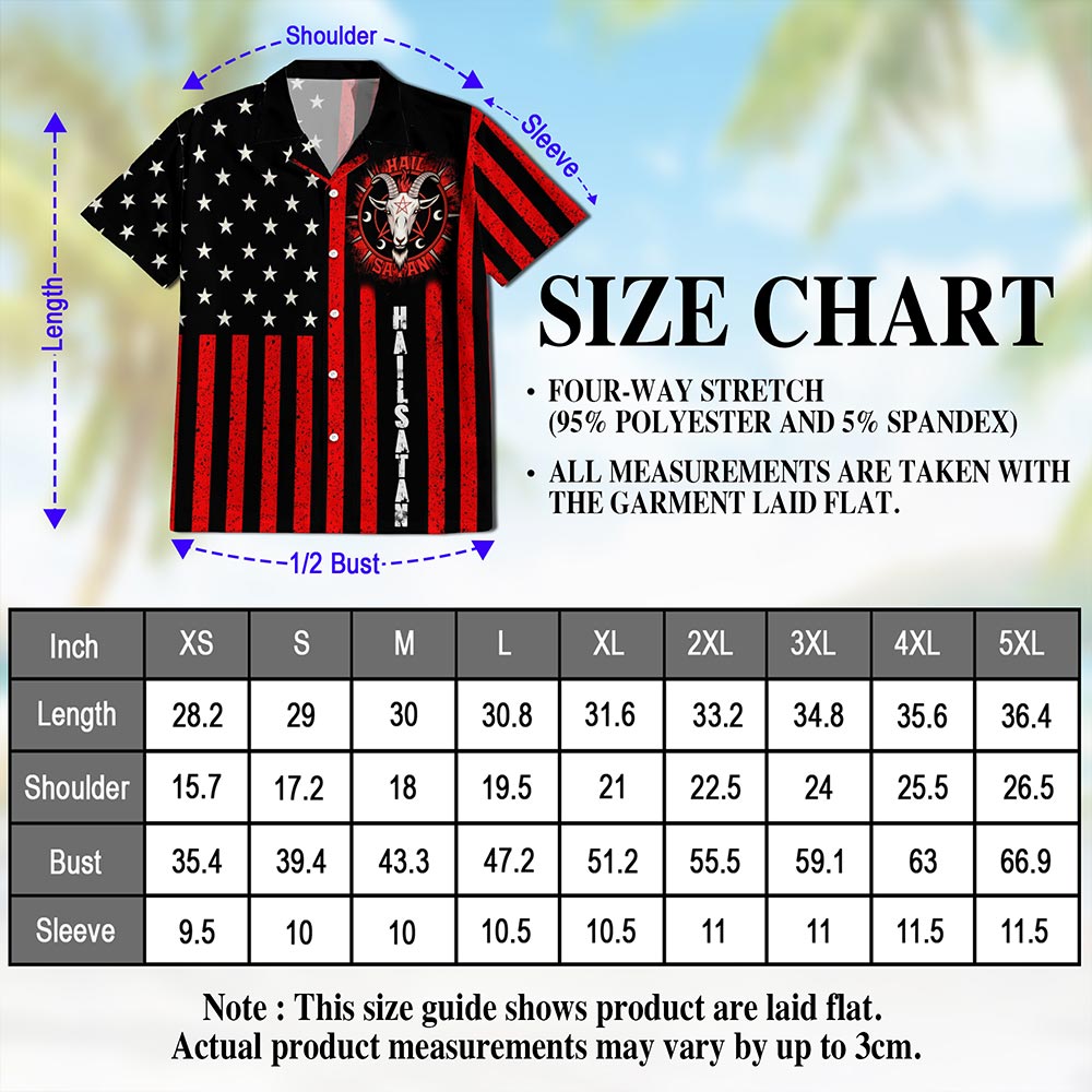 Vintage Occult-Themed American Flag Summer Shirt – Men’s Button Down Short Sleeve Aloha Top