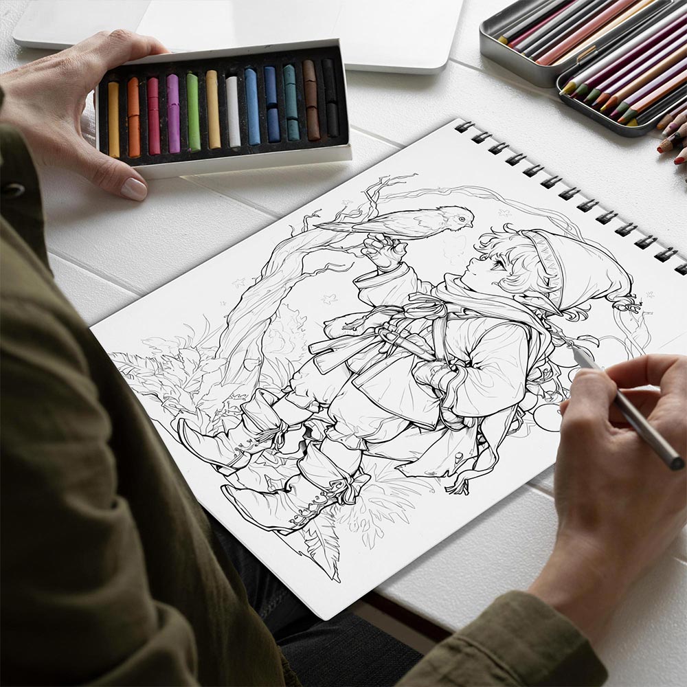 Netecom Halflings Spiral Bound Coloring Book for Adults