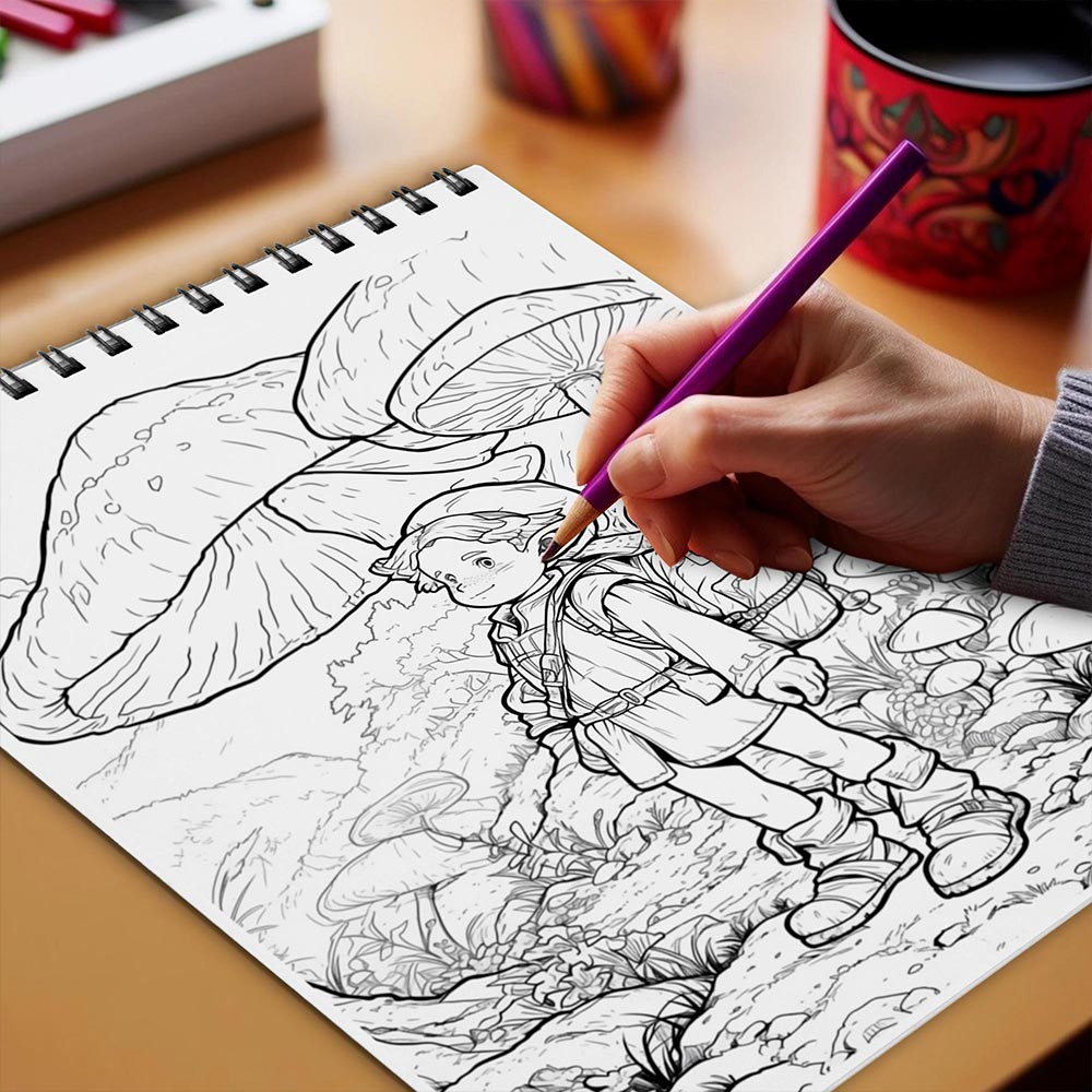 Netecom Halflings Coloring Book Spiral Bound for Adults
