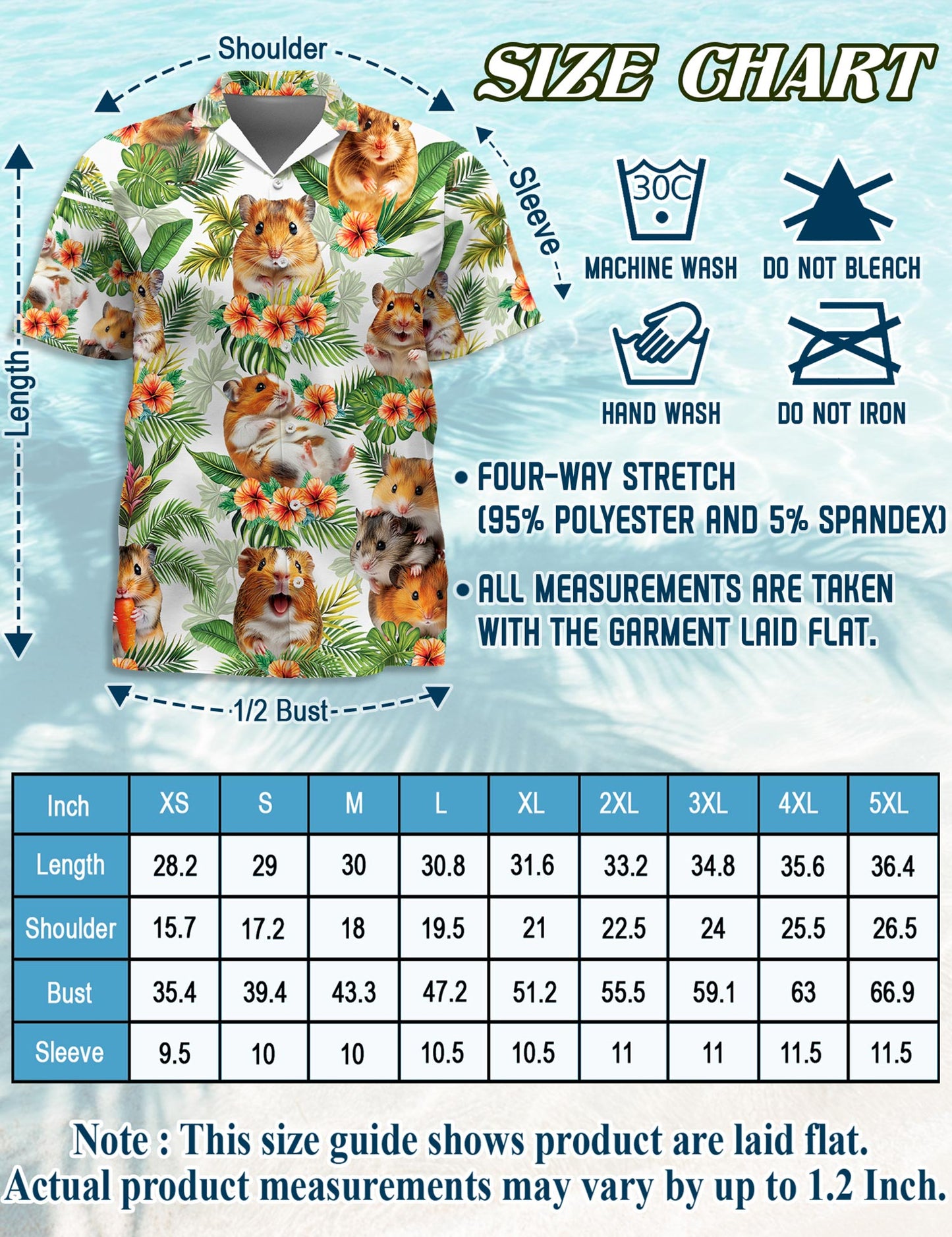 Netecom Hamsters Tropical Hawaiian Shirt for Men, Tropical Style, Button Down Summer Beach Short Sleeve, S-5XL
