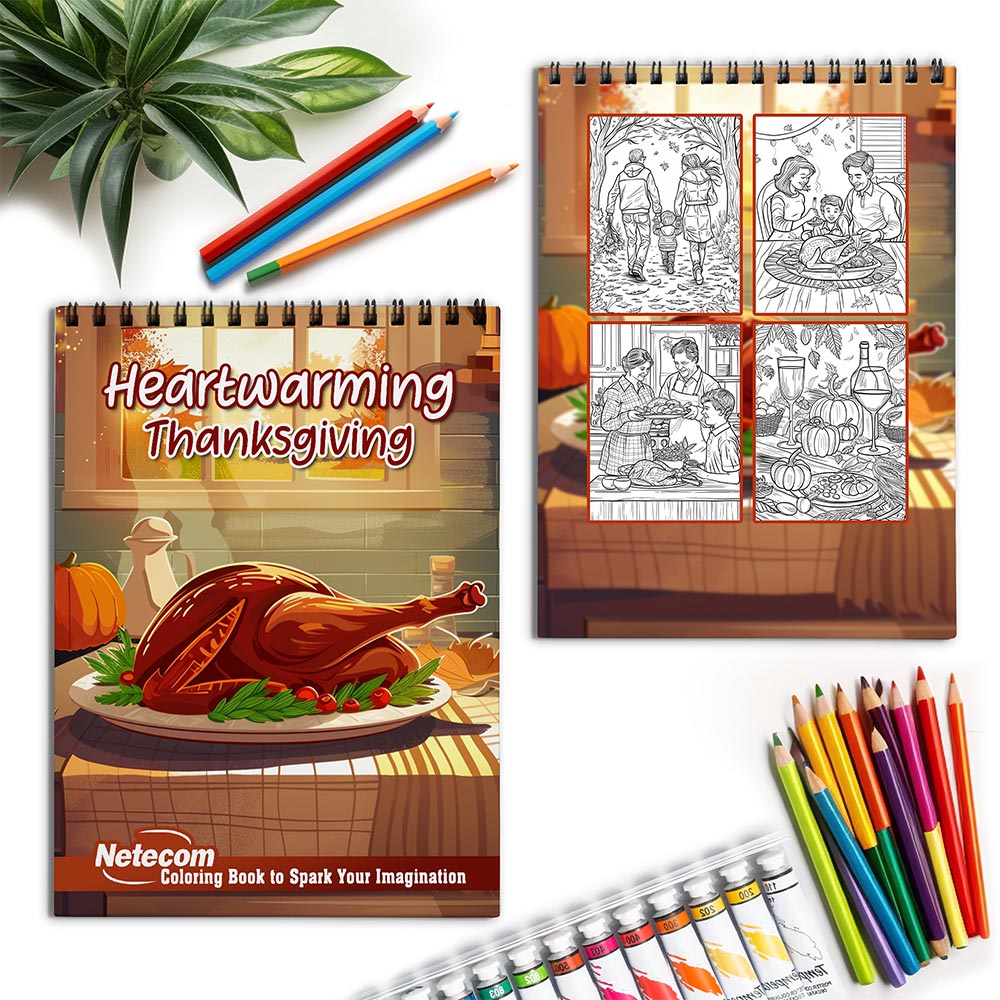 Netecom Heartwarming Thanksgiving Spiral Coloring Book for Adults