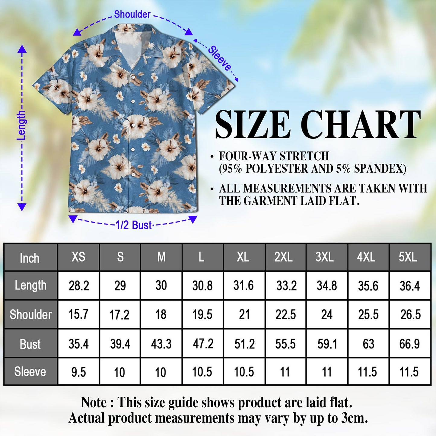 Netecom Hibiscus Flowers Hawaiian Shirt for Men, Button Down Summer Beach Short Sleeve, Tropical Style, Sizes S-5XL