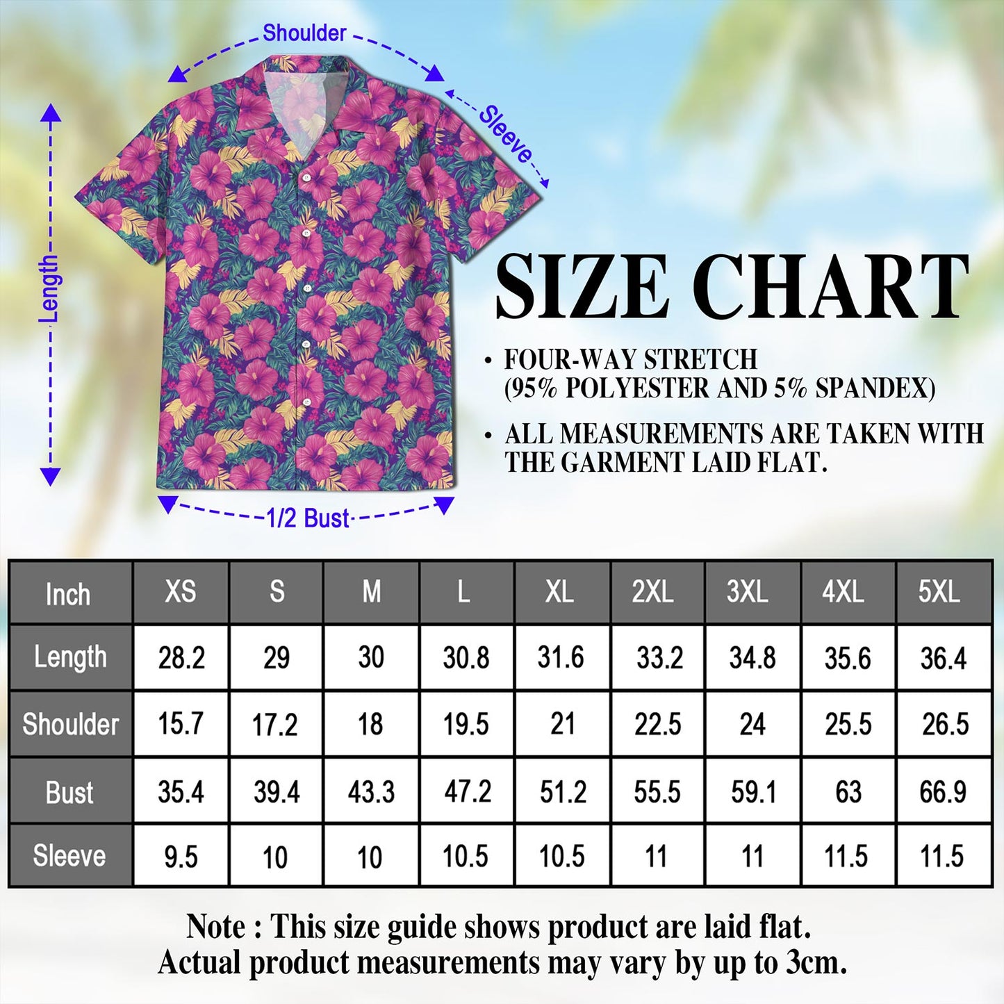Netecom Hibiscus Purple Hawaiian Shirt for Men, Button Down Summer Beach Short Sleeve, Tropical Style, Sizes S-5XL