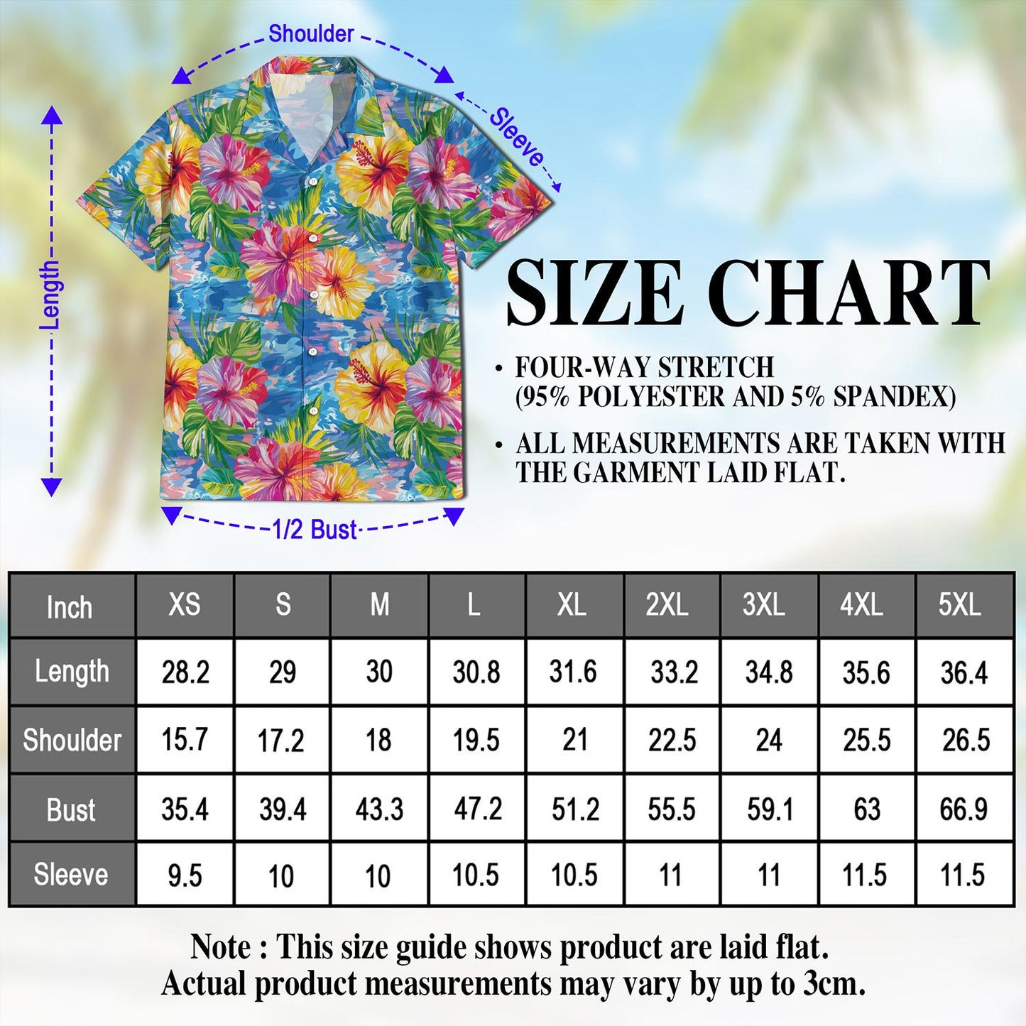 Netecom Hibiscus Seas Blue Hawaiian Shirt for Men, Button Down Summer Beach Short Sleeve, Tropical Style, Sizes S-5XL