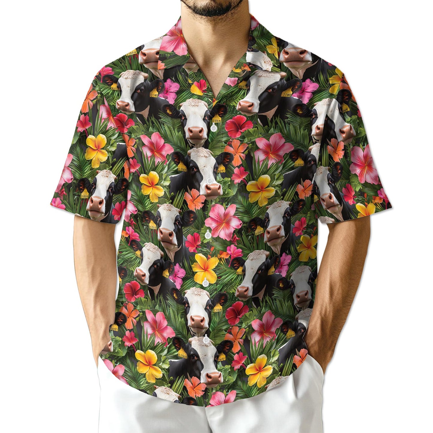 Netecom Holstein Cow Hawaiian Shirt for Men