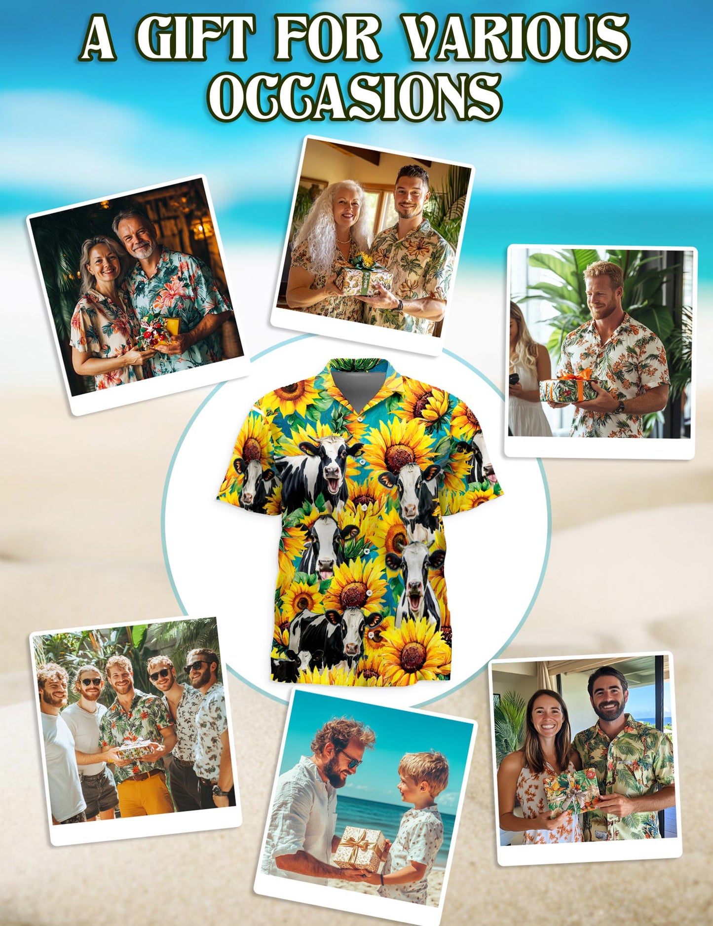 Netecom Holstein Friesian Cattle Hawaiian Shirt for Men, Cow Lover Gifts, Button Down Summer Beach Short Sleeve, S-5XL