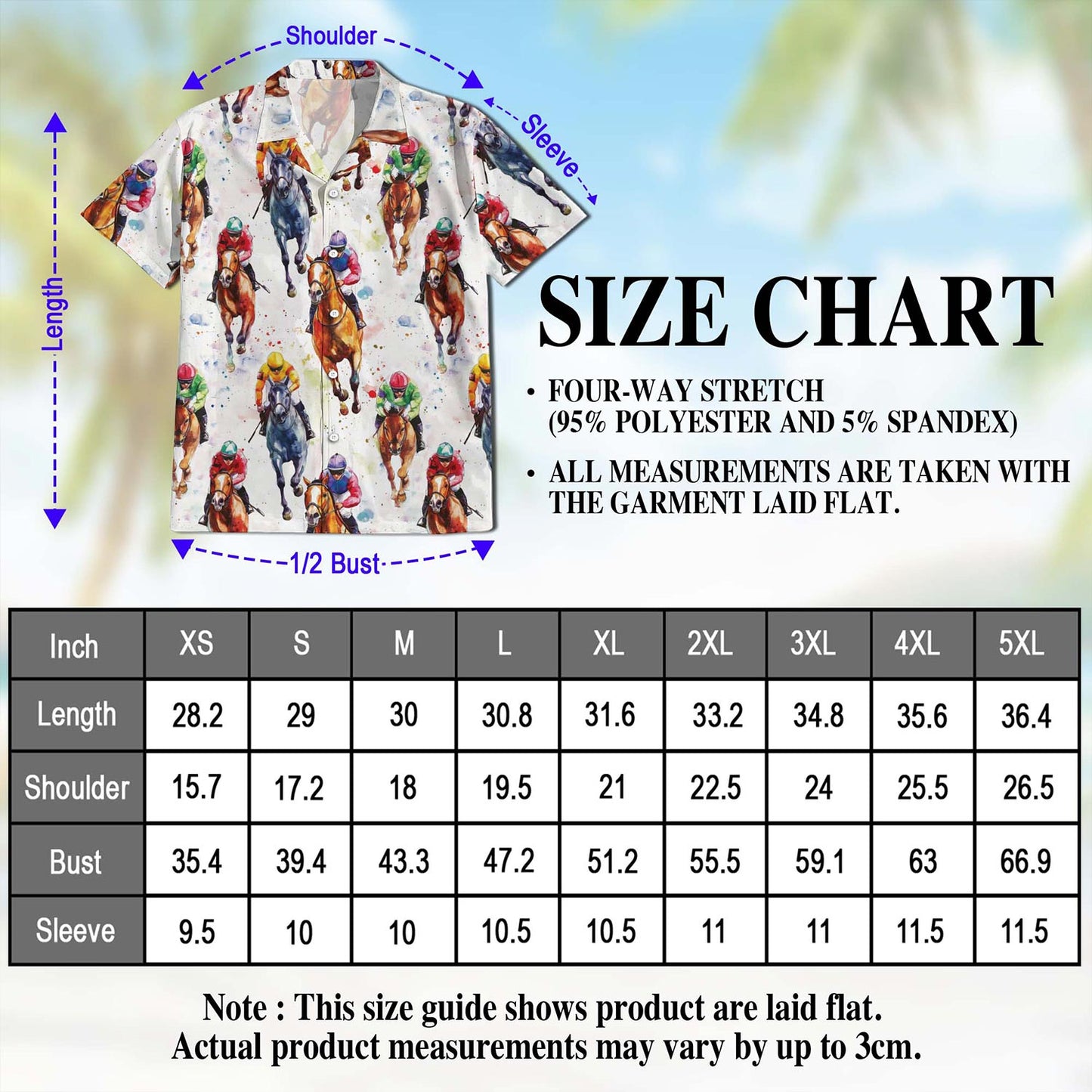 Netecom Horse Racing Pattern Hawaiian Shirt for Men, Button Down Summer Beach Short Sleeve, S-5XL
