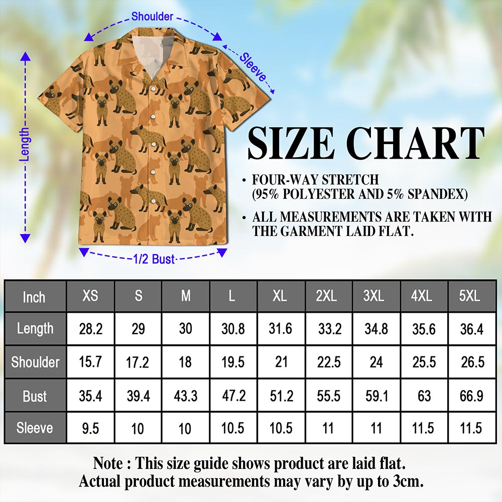 Netecom Hyena Pattern Hawaiian Shirt for Men, Retro Style, Button Down Summer Beach Short Sleeve, S-5XL