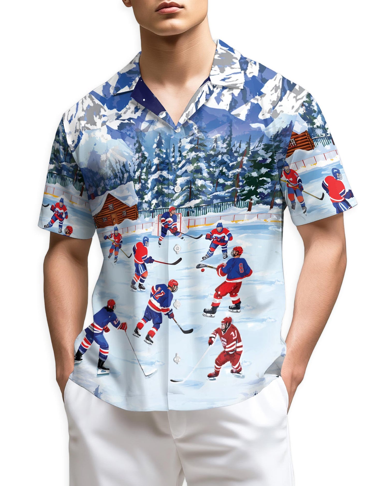 Netecom Ice Hockey Hawaiian Shirt for Men