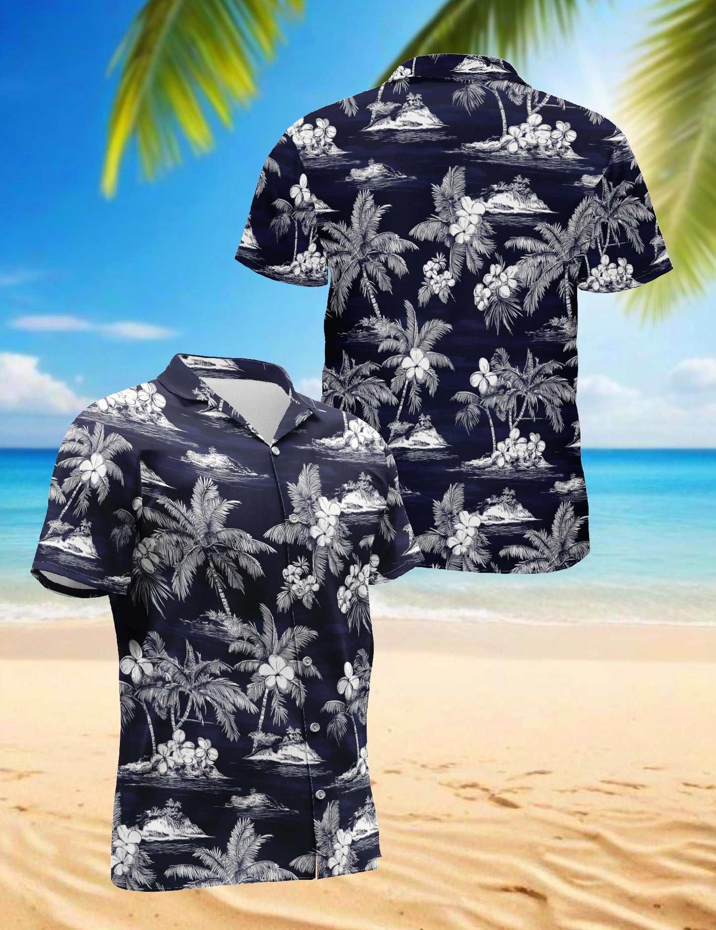 Netecom Island Hawaiian Shirt for Men, Tropical Style, Button Down Summer Beach Short Sleeve, S-5XL
