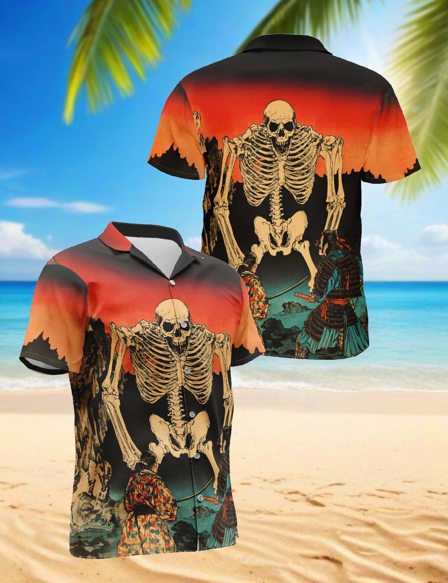 Netecom Japanese Aesthetic Ukiyoe Hawaiian Shirt for Men, Traditional Art Style, Button Down Summer Beach Short Sleeve, S-5XL