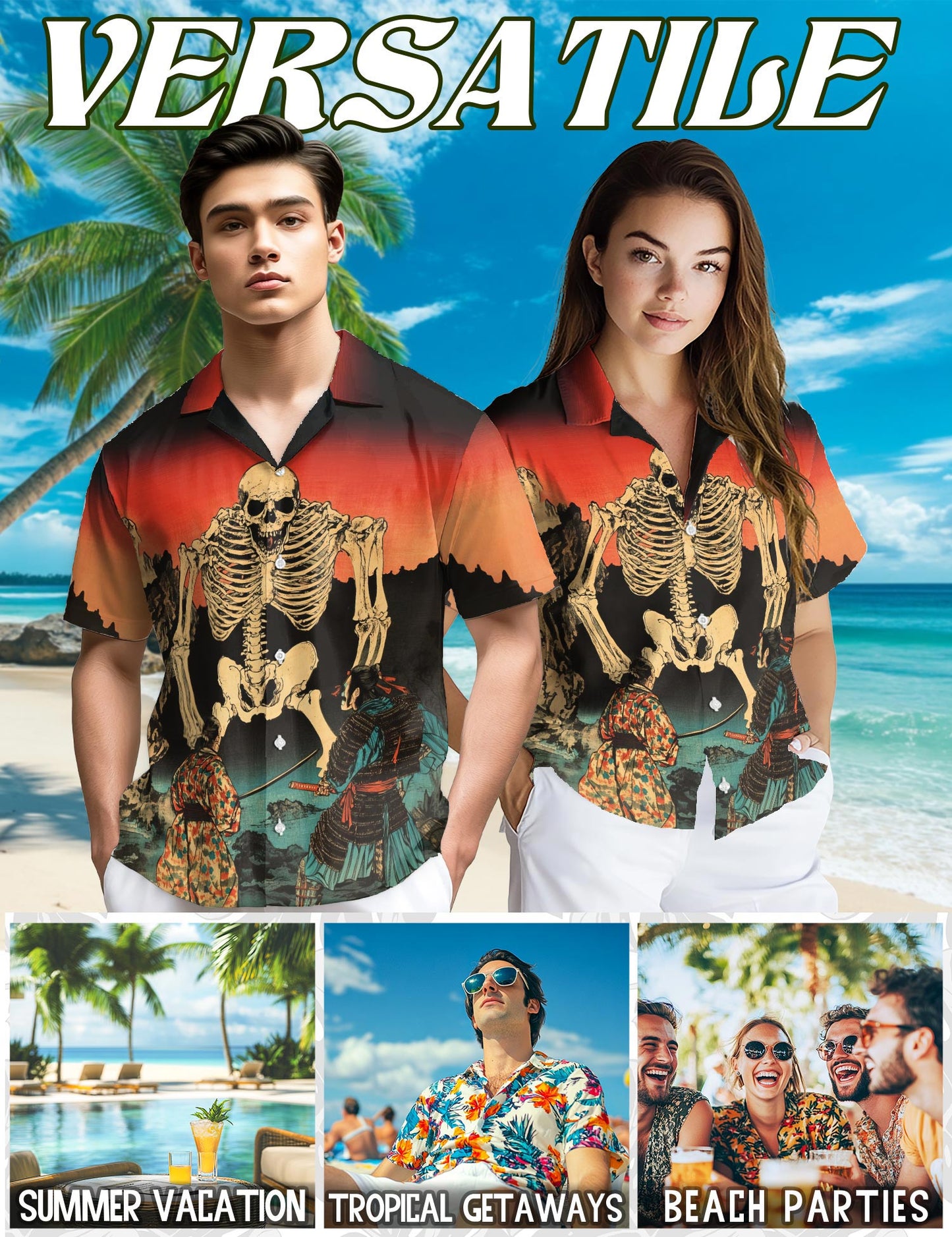 Netecom Japanese Aesthetic Ukiyoe Hawaiian Shirt for Men, Traditional Art Style, Button Down Summer Beach Short Sleeve, S-5XL