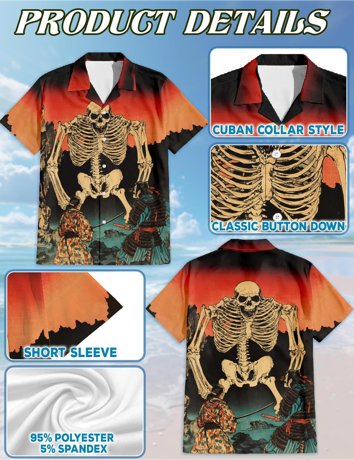Netecom Japanese Aesthetic Ukiyoe Hawaiian Shirt for Men, Traditional Art Style, Button Down Summer Beach Short Sleeve, S-5XL