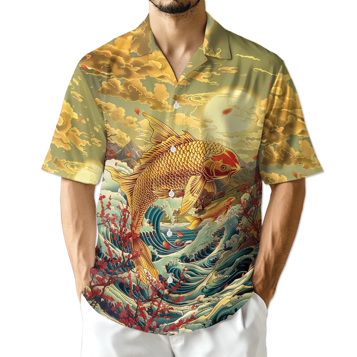 Netecom Japanese Koi Fish Hawaiian Shirt for Men