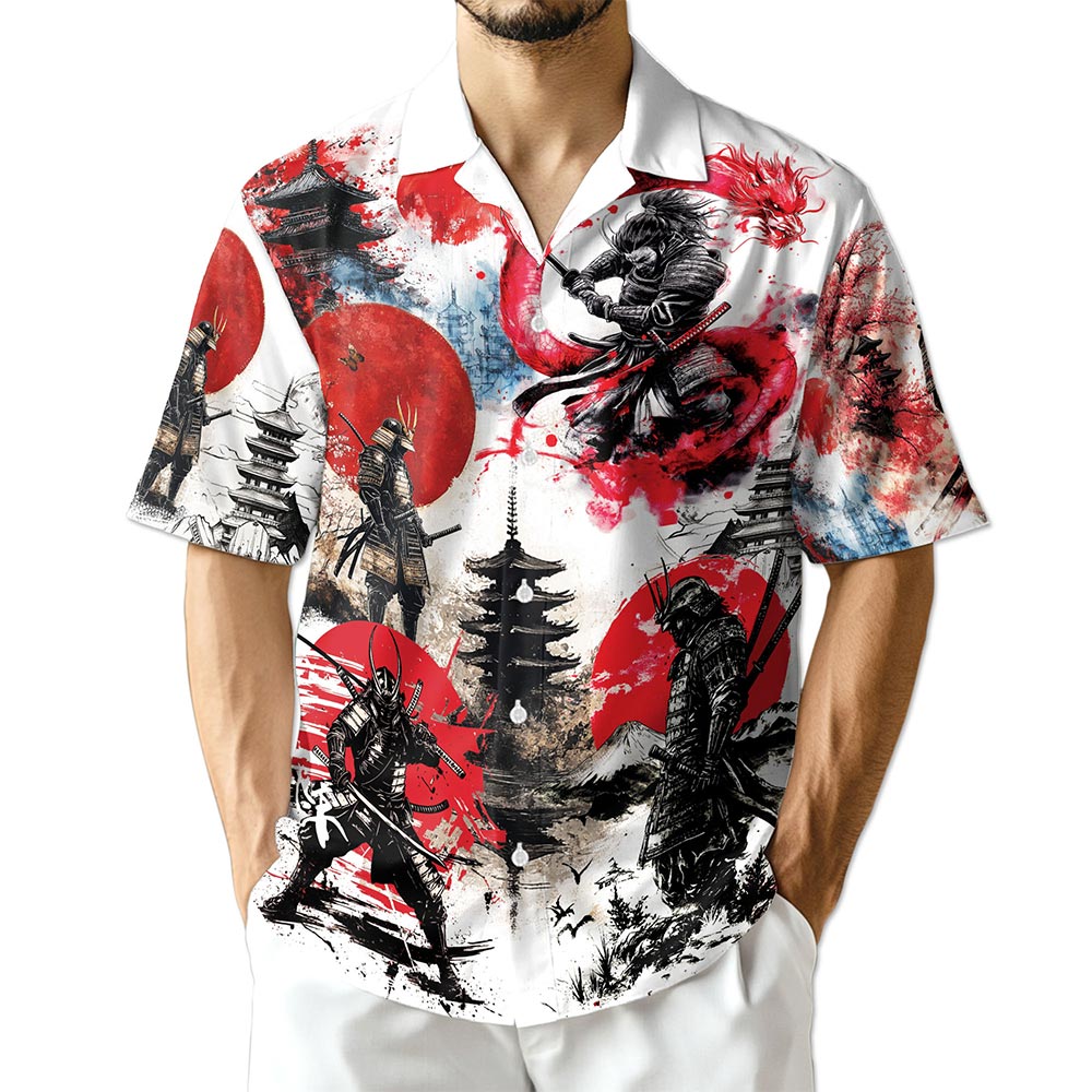 Netecom Japanese Samurai Hawaiian Shirt for Men